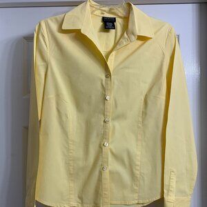George Stretch Women's Yellow Button-down Blouse, Size M